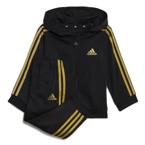 adidas anzug baby schwarz gold|Essentials Shiny Hooded Trainingsanzug .